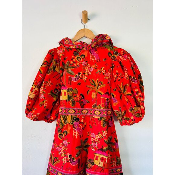 FARM RIO Womens Sz M Red Secret Garden Organic Cotton Maxi Dress - Picture 8 of 16